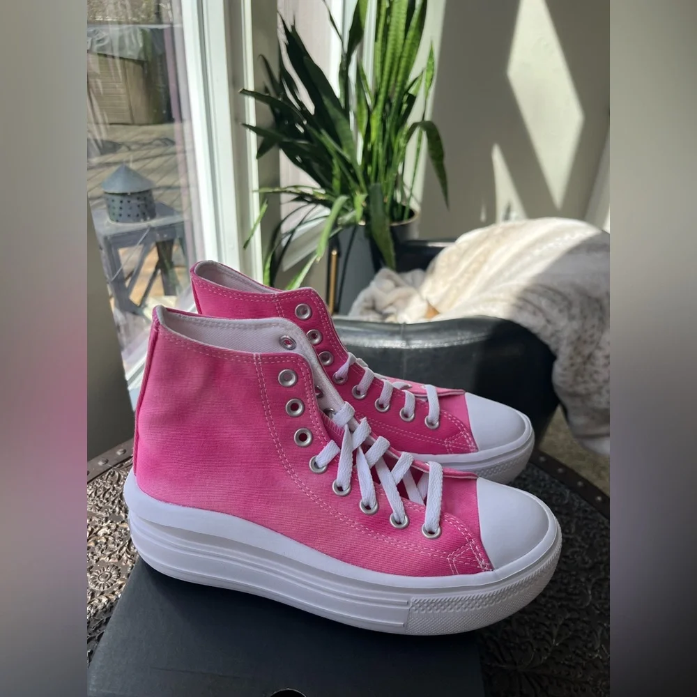 CONVERSE ALL STAR CHUCK TAYLOR MOVE PLATFORM SNEAKERS FUCHSIA CHAOS 5.5 7.5 - Picture 6 of 11